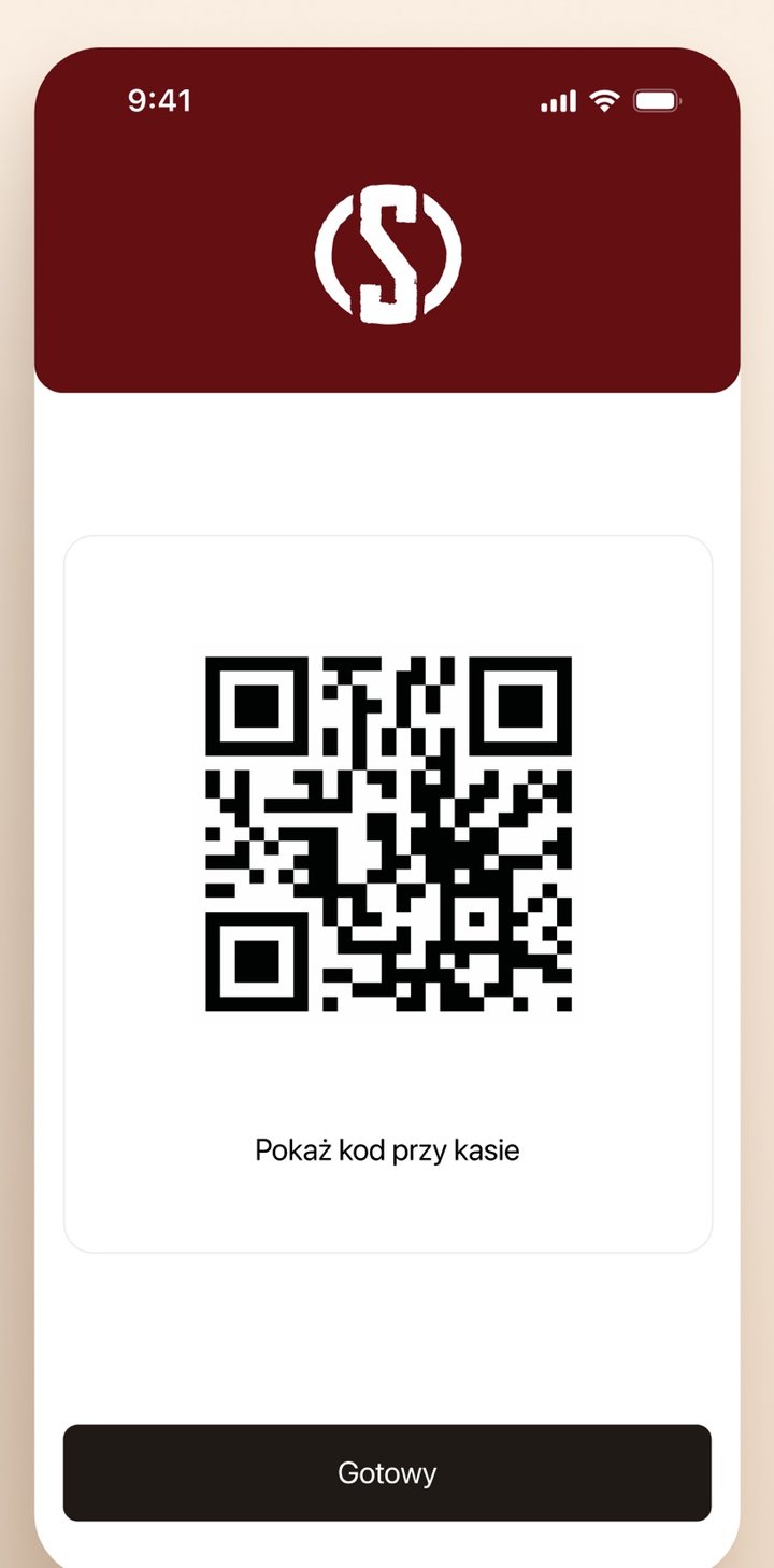 Aplikacja Sztolnia — kod QR do skanowania przy kasie